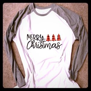 Merry Christmas Long Sleeved Ragland Shirt